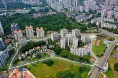 The massive 893,218 sq ft Pine Grove condominium is located off Ulu Pandan Road.