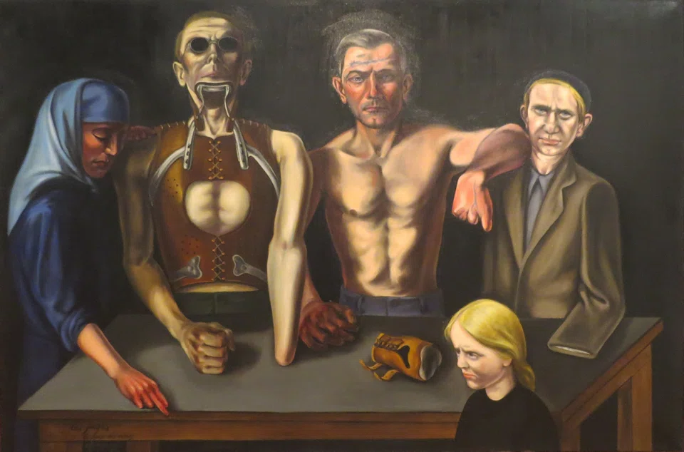 A work by Andre Fougeron, France's foremost social realist painter, on loan to London's National Gallery from Centre Pompidou in Paris. To cut down on its carbon footprint, the French museum has been focusing on sourcing homegrown art rather than taking loans of pieces from the US or Asia. This cuts down on the round-trip flights by the artworks and curators. 