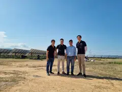 The AVA team met their client Dinh Van Thang, site manager of Phuoc Minh Adani Solar (second from right), at a solar plant in Ninh Thuan, Vietnam in April. From left to right is AVA solution architect Yip Chok Meng, CEO Lee Wei Yik and technical manager Theodore Teo.