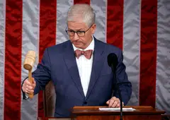 Democrats have been noncommittal about empowering Patrick McHenry (above) and their votes could be needed if more than four Republicans vote against the resolution. 