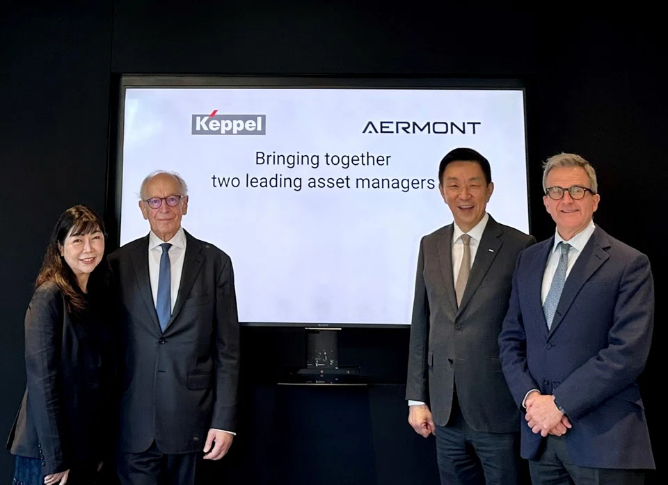 From left: Christina Tan, CEO, Fund Management and CIO of Keppel Corporation; Leon Bressler, chairman of Aermont Capital; Loh Chin Hua, CEO of Keppel Corporation; and Paul Golding, managing partner of Aermont Capital.