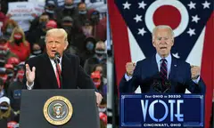 US President Joe Biden (right) faces the prospect of a rematch with Donald Trump at next year's presidential election.