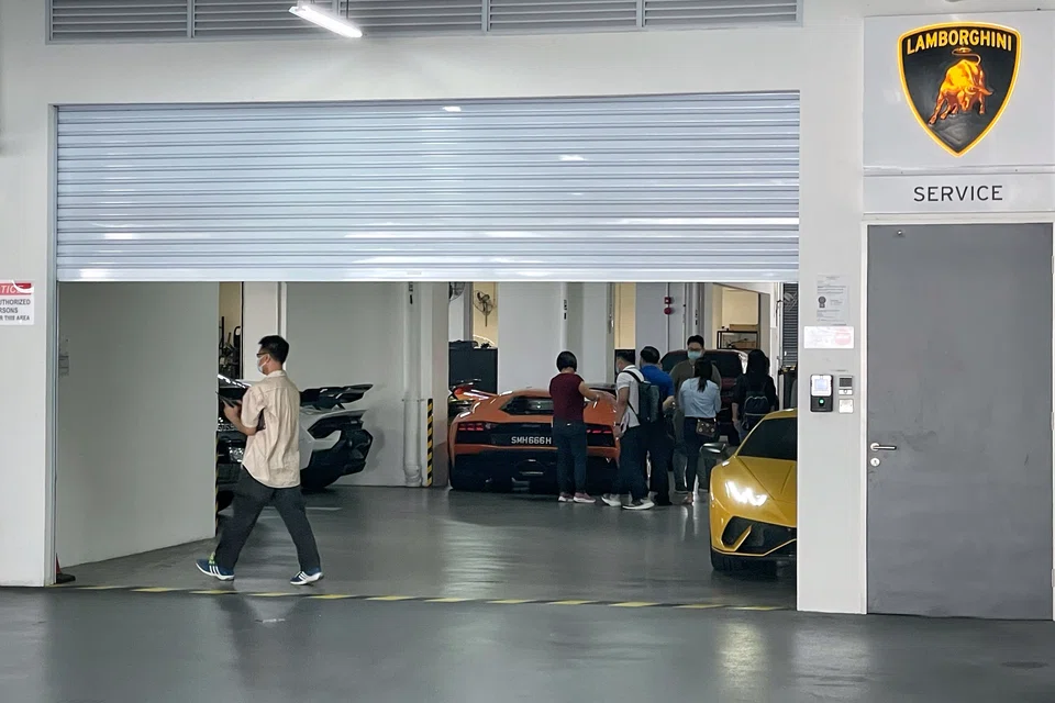 The Lamborghini service centre on the eighth floor of Leng Kee Autopoint, which is owned by Wealth Assets, an 80 per cent-owned subsidiary of Lian Beng. JTC is investigating the building's landlord for potential leasing breaches. 