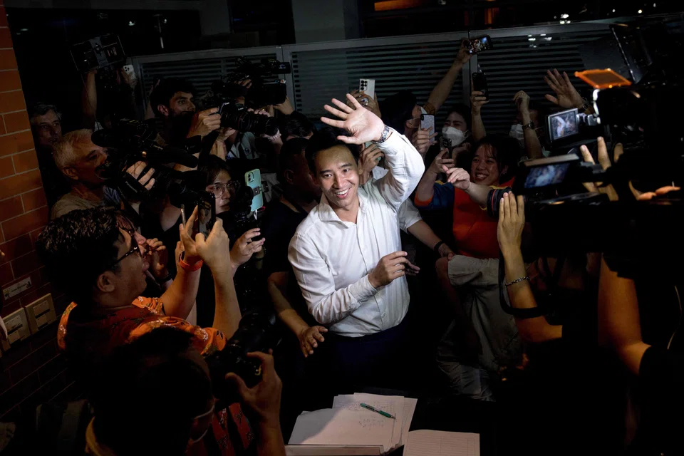 Move Forward Party leader and prime ministerial candidate Pita Limjaroenrat leaves the party’s headquarters as votes continue to be counted, during Thailand's general election in Bangkok on May 14, 2023.