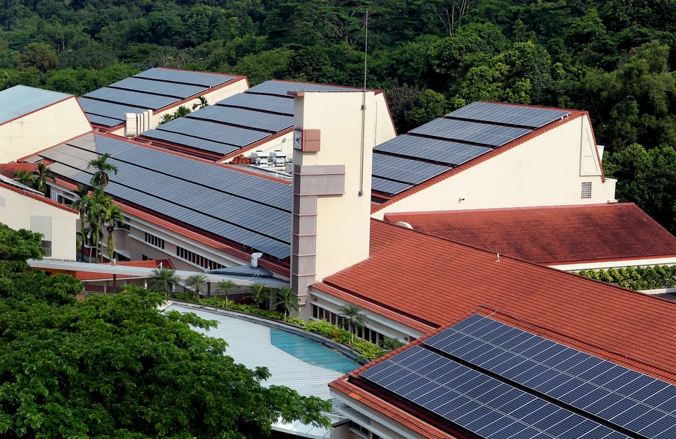 Solar panels installed on the roof of the Singapore American School in Woodlands. 