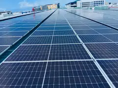 Solar panels installed at Sabana Industrial Reit’s property at 34 Penjuru Lane in the initial phase.