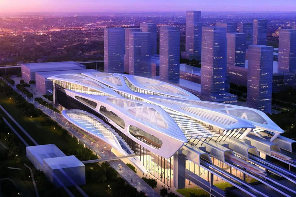 Artist's impression of the upcoming Bandar Malaysia High Speed Rail station in Kuala Lumpur; the Sultan of Johor has been pushing for the revival of the high-speed rail project, which was cancelled in 2021. 