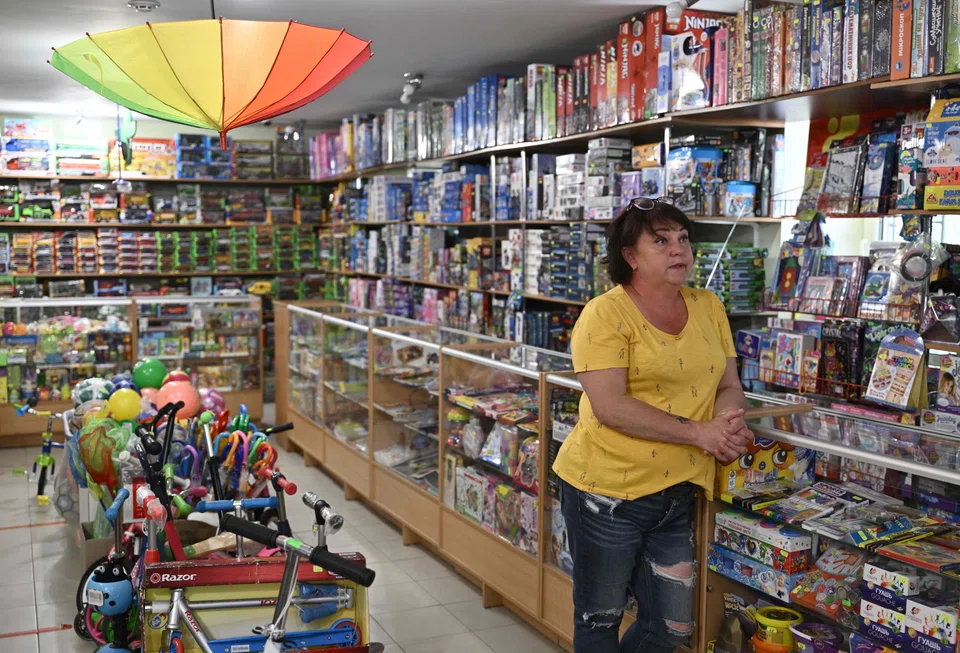 Viktoria Miroshnichenko as just reopened her toy store in Kramatorsk; in the last few weeks, shops have slowly reopened and many people are coming back in Kramatorsk. 