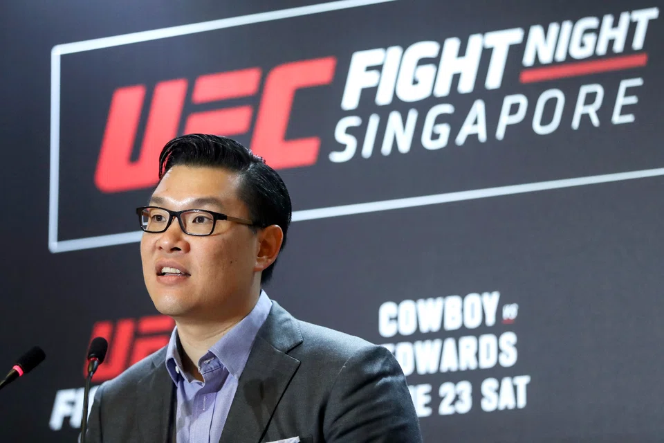 SINGAPORE, SINGAPORE - APRIL 25: Kevin Chang, UFC Asia Pacific vice president, speaks during the UFC Fight Night Singapore: On-sale press conference at the Mandarin Oriental on April 25, 2018 in Singapore. UFC Fight Night Singapore will take place on June 23. (Photo by Yong Teck Lim/Zuffa LLC)