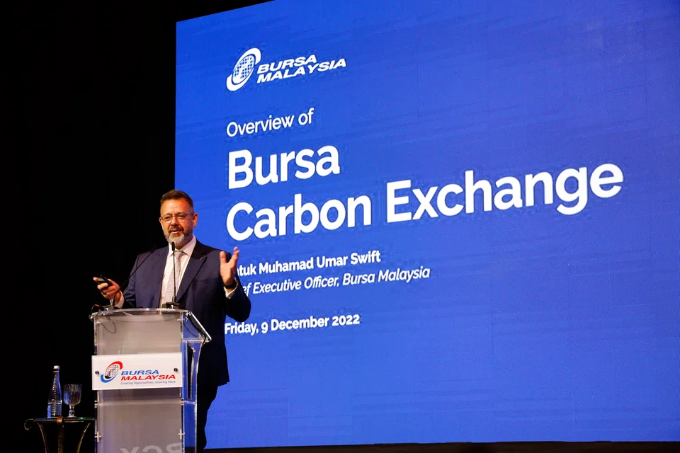 Bursa Malaysia CEO Muhamad Umar Swift at the launch of the first Shariah-compliant carbon exchange in the world on Dec 9, 2022 in Kuala Lumpur.
