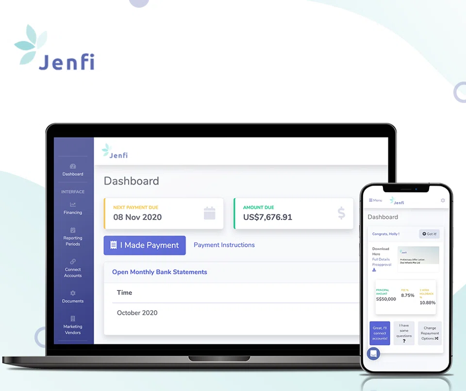 Jenfi offers loans of up to US$1 million as non-dilutive capital to businesses in areas like consumer-tech and e-commerce. 