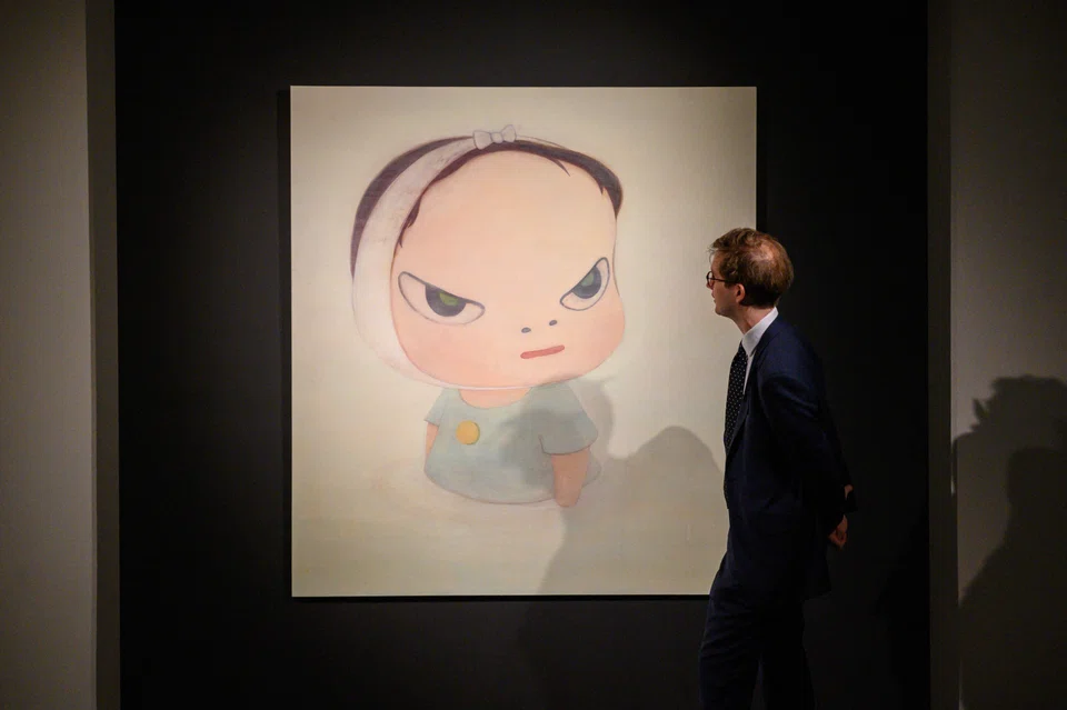 Another work certain to attract keen bidding is Japanese artist Yoshitomo Nara’s “Haze Days” from 1998.