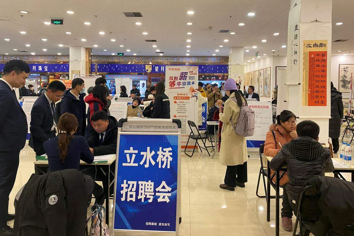 A job fair in Beijing. The latest unemployment figure for 16 to 24-year-olds rose to 15.3 per cent in February, from 14.6 per cent in January, according to National Bureau of Statistics data.