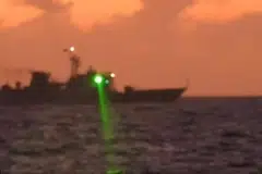 The Philippines says a Chinese coast guard ship directed a “military-grade laser” at its vessel in the South China Sea during a supply mission on Feb 6.