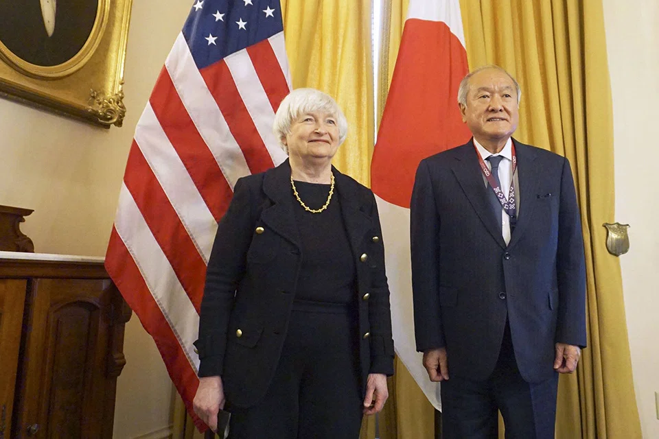 JAPAN'S Finance Minister Shunichi Suzuki and US Treasury Secretary Janet Yellen met on Thursday (Apr 21) and agreed to uphold existing foreign exchange-rate agreements, with Suzuki saying he discussed recent abrupt moves in the yen. 