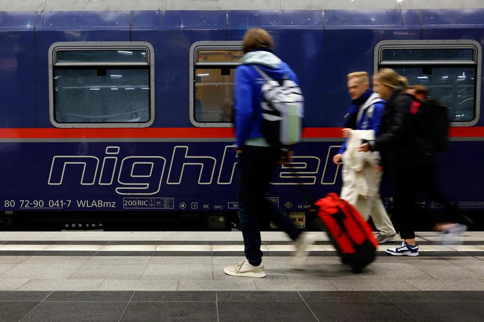 The Berlin-Paris night train at the main station in the German capital on Dec 11, before its departure to Paris.