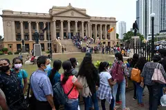 Colombo was calm on Monday as hundreds of people strolled into the president’s secretariat and residence and toured the colonial-era buildings.