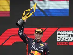 The Dutch 25-year-old led every lap as he took his career tally to 41 wins, stepping up alongside Brazil’s late triple champion Ayrton Senna in the record books.