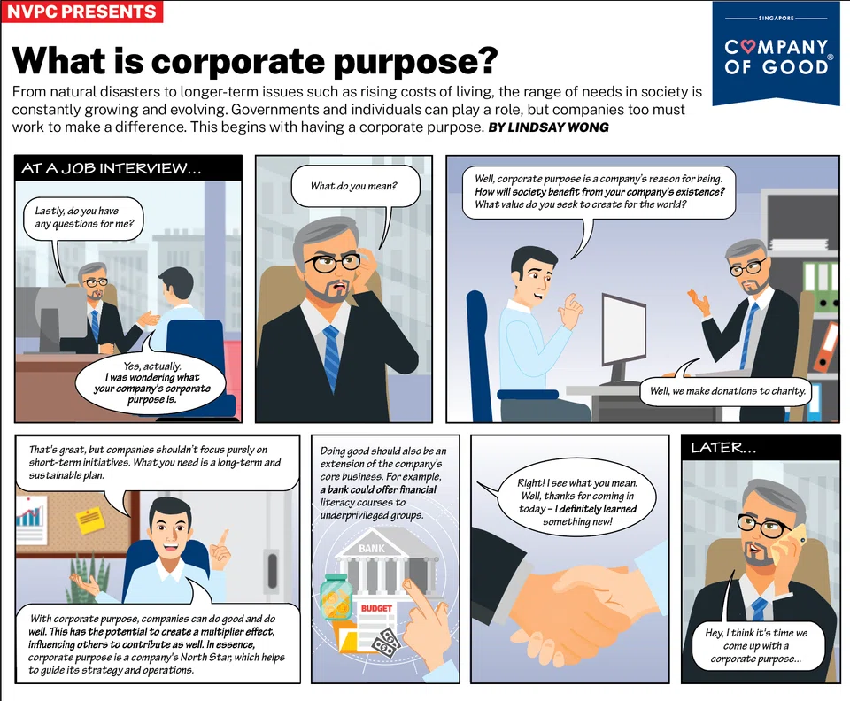 Companies must work to make a difference in the society, and this begins with having a corporate purpose.  