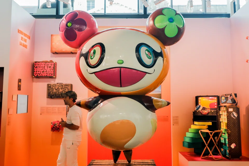 A sculpture of a giant panda by Takashi Murakami on display at the Louis Vuitton space during the Paris+ par Art Basel art fair in Paris on Oct 20 October.