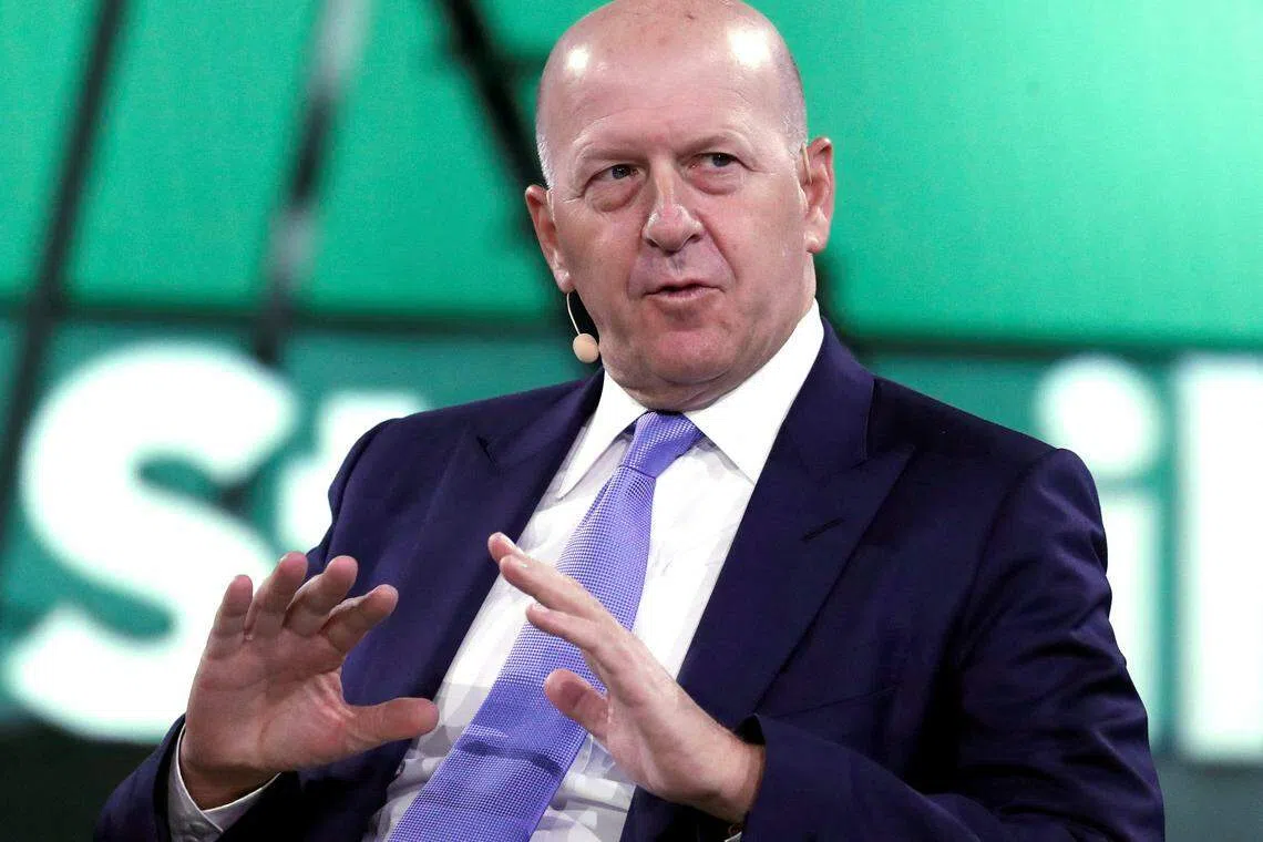 David Solomon says the firm’s goal is to attain mid-teen percentage returns for its global banking and markets business in the medium-term, and project strong margins for its asset and wealth management business.