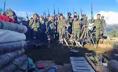 Rebel fighters in control of a camp in Northern Shan state. Last week, fighting raged for a week across a wide area of northern Shan state near the China border, forcing more than 23,000 people from their homes, according to the UN.