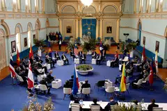 Leaders of South-east Asian nations with their advisors attending the Leaders’ Retreat at Government House during the Asean-Australia Special Summit 2024 in Melbourne. 