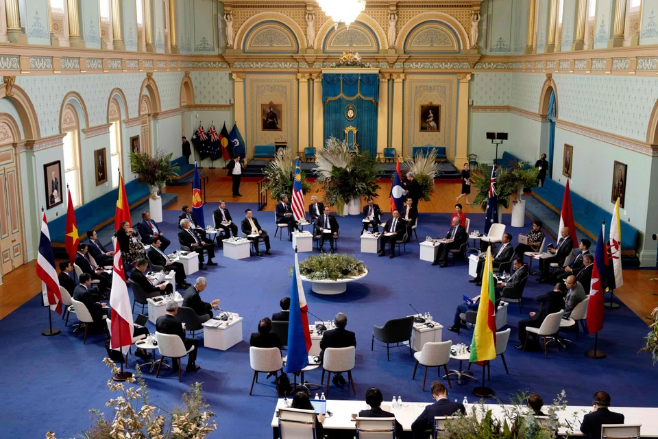 Leaders of South-east Asian nations with their advisors attending the Leaders’ Retreat at Government House during the Asean-Australia Special Summit 2024 in Melbourne. 