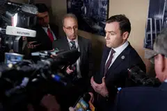 US Representative Mike Gallagher (right) plans to tell the Semiconductor Industry Association he believes that US rules enacted last October that cut off the sale of advanced artificial intelligence chips to China should be tightened to cover less advanced chips.