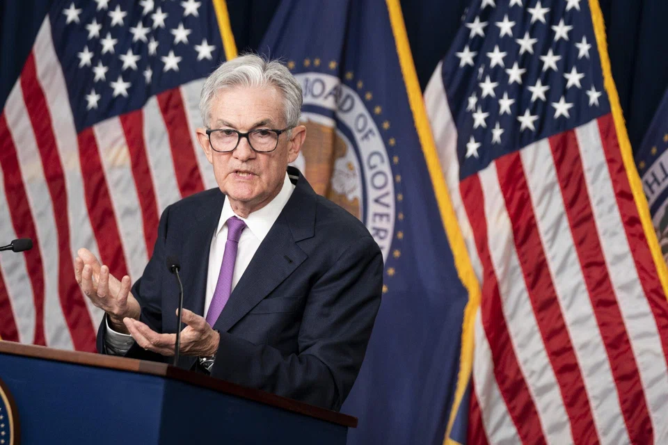 Federal Reserve chairman Jerome Powell speaks during a news conference following a Federal Open Market Committee (FOMC) meeting in Washington, DC, on Sept 20, 2023. The Federal Reserve left its benchmark interest rate unchanged while signaling borrowing costs will likely stay higher for longer after one more hike this year. 