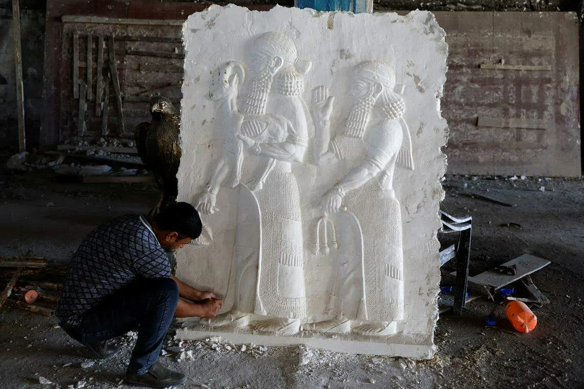 The clay-based murals reflect the country's long history - from the Assyrian period through to the Islamic State occupation.