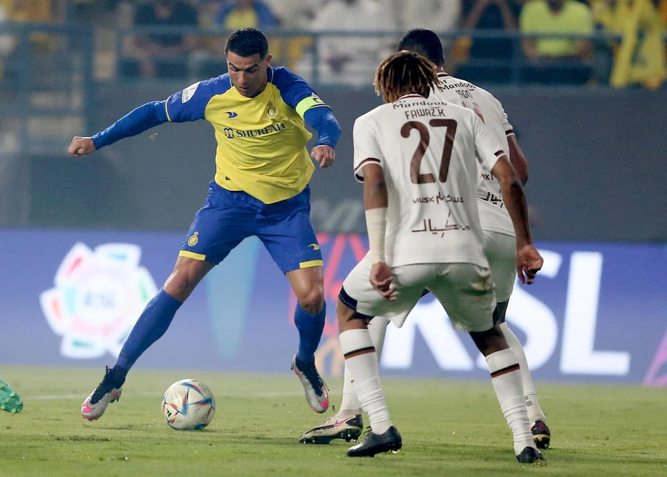 Cristiano Ronaldo (left) scored 14 goals in 16 matches for Saudi Arabia club Al-Nassr last season.