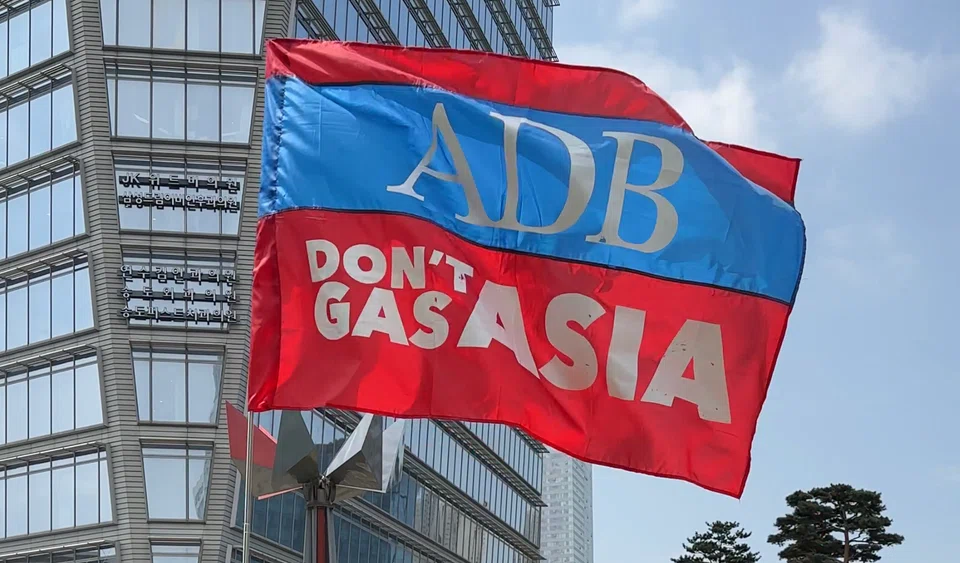 A climate protest has been held near Songdo Convensia, where the Asian Development Bank is holding its annual governors’ business session.