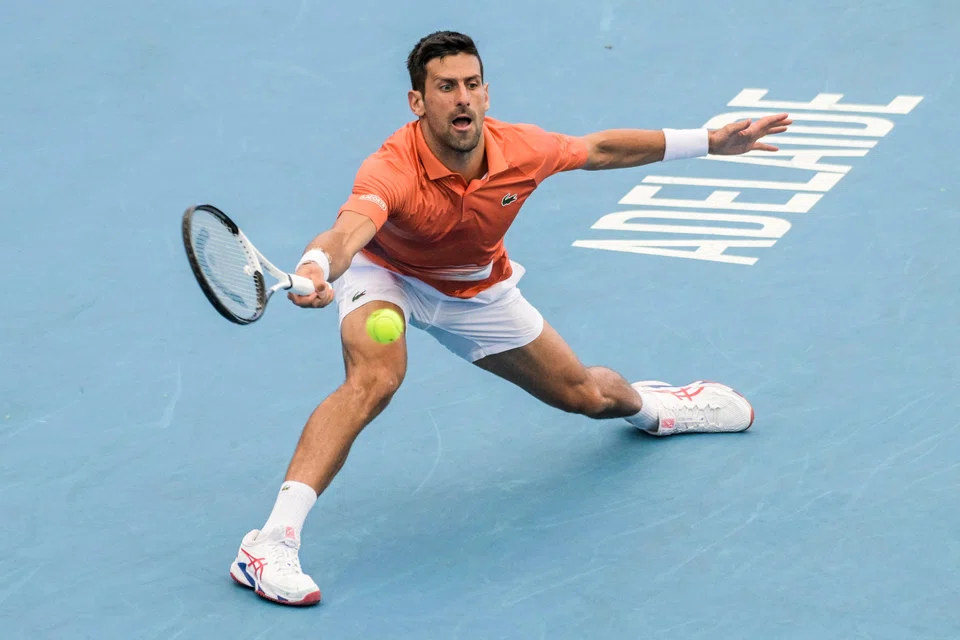 Novak Djokovic in action at the Adelaide International earlier this week. His unvaccinated status means he will miss two top events in the US in March.
