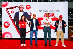 Capital A CEO Tony Fernandes (far right) with company executives at the launch of AirAsia's new artificial intelligence concierge. Fernandes expects a boost to business when China removes certain Covid testing requirements for travellers.
