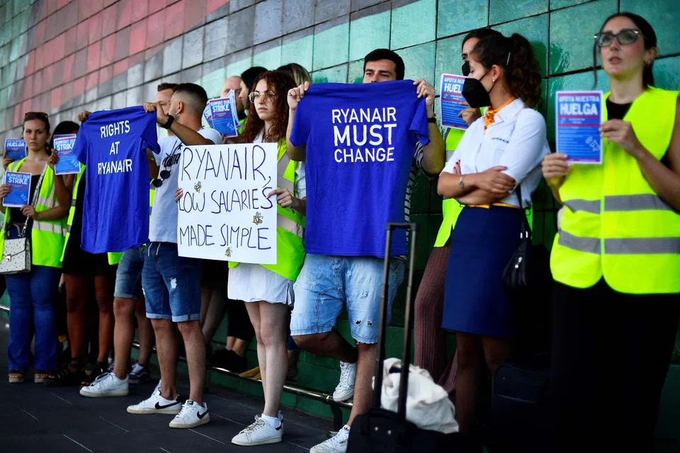 Ryanair cabin crew unions in Spain, Portugal and Belgium called a 3-day strike starting on Friday (Jun 24), and in Italy and France on Saturday.