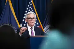 Jerome Powell, chairman of the US Federal Reserve, speaks during a news conference following a Federal Open Market Committee (FOMC) meeting in Washington, DC, on June 14, 2023. 
