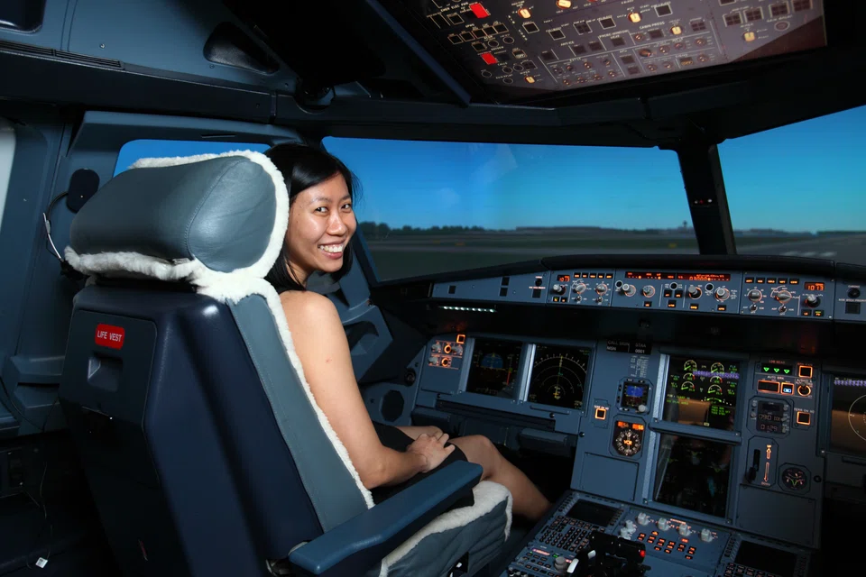 The writer experiences a flight simulator, in a time when site visits were common.