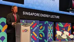 Trade and Industry Minister Gan Kim Yong speaking on Monday (Oct 23) at the Singapore International Energy Week. 