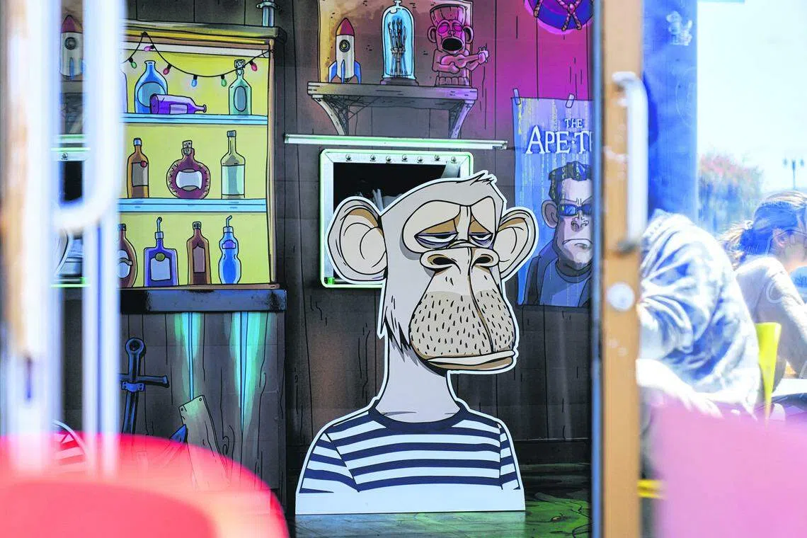 A Bored Ape display at the Bored & Hungry restaurant in Long Beach, California. In NFTs we see the makings of a new, powerful model of digital brand-building.