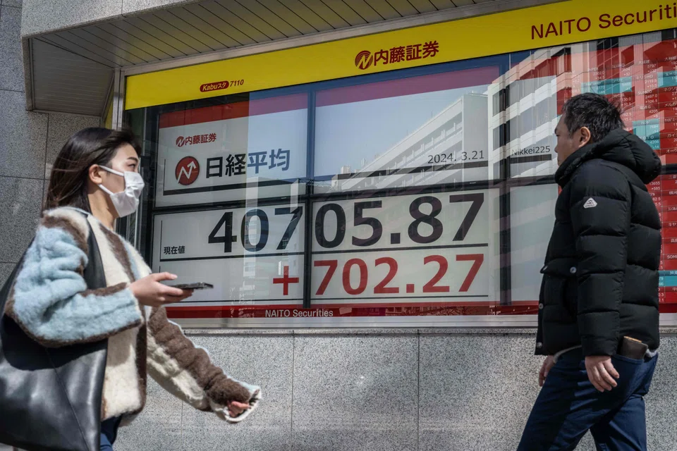 The Nikkei marks a record closing high of 40,815.66, up more than 2 per cent on the day, after also setting a fresh all-time intraday peak of 40,823.32.