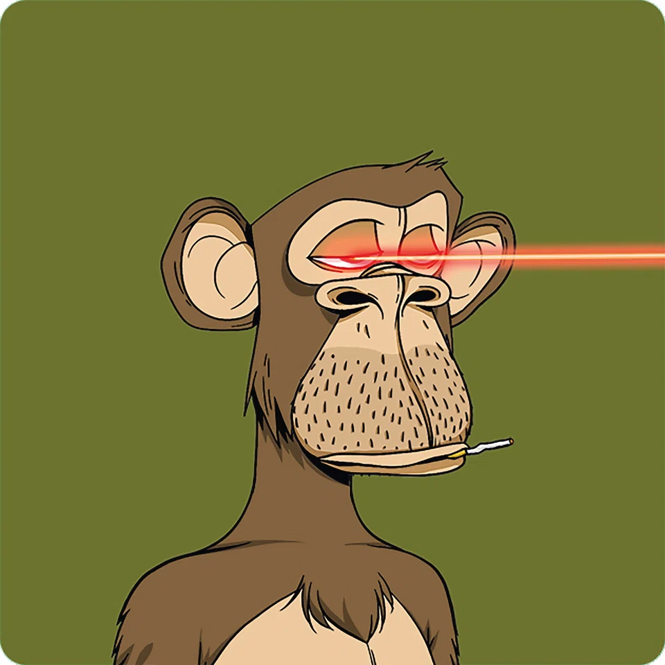 Bored Ape Yacht Club #4418, one of a set of 10,000 NFTs representing cartoon apes, made by the US-based company Yuga Labs.