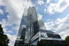 The headquarters of Deutsche Bank AG in Frankfurt, Germany, on Tuesday, May 31, 2022. Deutsche Bank and its asset management unit had their Frankfurt offices raided by police, adding to legal headaches facing Germany's largest lender. 