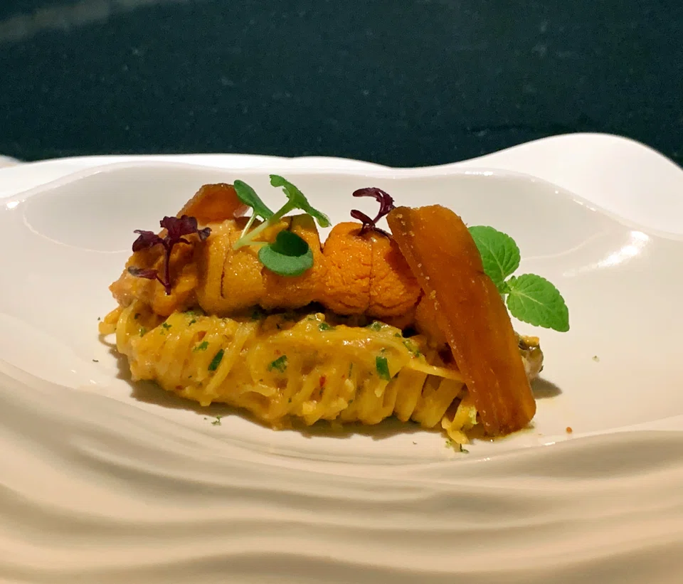 Uni pasta with bottarga is a little heavy-going.