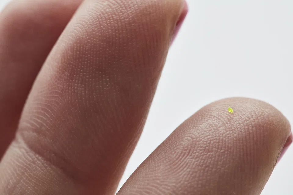 The bag measures 657 by 222 by 700 micrometers, making it smaller than a grain of sea salt and narrow enough to pass through the eye of a needle.