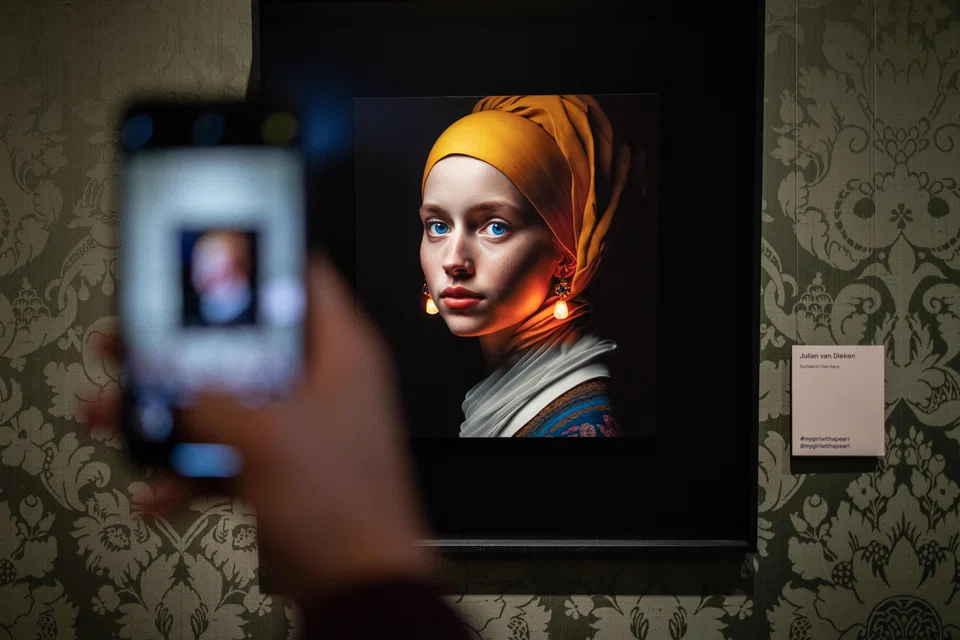 Berlin-based digital creator Julian van Dieken submitted the AI-generated image after the Mauritshuis asked people to send in their versions of the famous painting for an installation called My Girl with a Pearl.