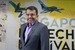 Ravi Menon, managing director of the Monetary Authority of Singapore, in Singapore, on Wednesday, Oct. 27, 2021. Singapore is seeking to cement itself as a key player for crytocurrency-related businesses as financial centers around the world grapple with approaches to handle one of the fastest growing areas of finance. Photographer: Wei Leng Tay/Bloomberg