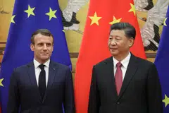French President Emmanuel Macron (left) attends a signing ceremony with Chinese President Xi Jinping at the Great Hall of the People in Beijing, Nov 6, 2019. The French leader earlier this year urged Europe to develop more strategic autonomy to avoid becoming “vassals” of the US over tensions with China. 