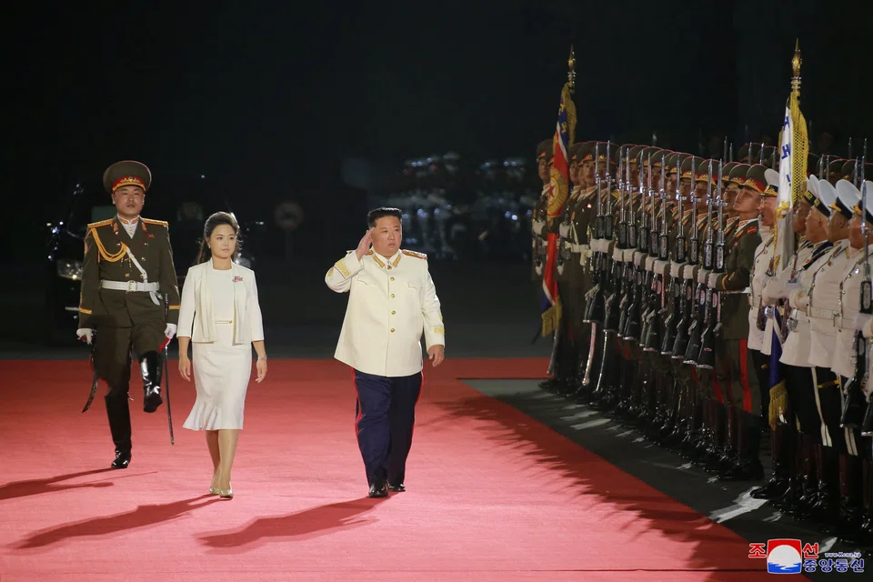 North Korean leader Kim Jong Un attends a nighttime military parade to mark the 90th anniversary of the founding of the Korean People's Revolutionary Army in Pyongyang, North Korea, in this undated photo released by North Korea's Korean Central News Agency (KCNA) on April 26, 2022. 