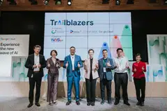 At the launch event at Google Singapore's office on Monday (Jan 29) were (from left):  Google Singapore managing director Ben King, country director for Singapore at Google Cloud Serene Sia, managing director (South-east Asia) at Google Cloud Mark Micallef, Minister for Communications and Information  Josephine Teo,  Permanent Secretary at Smart Nation Joseph Leong, Permanent Secretary at the Ministry of Trade and Industry Gabriel Lim, and Jacqueline Poh, managing director at the Singapore Economic Development Board.